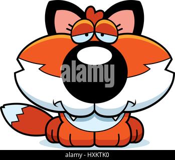A cartoon illustration of a fox cub with a sad expression. Stock Vector