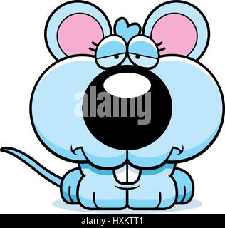 A cartoon illustration of a baby mouse with a sad expression. Stock Vector