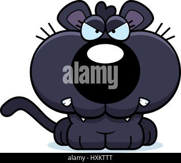 A cartoon panther cub with an angry expression. Stock Vector