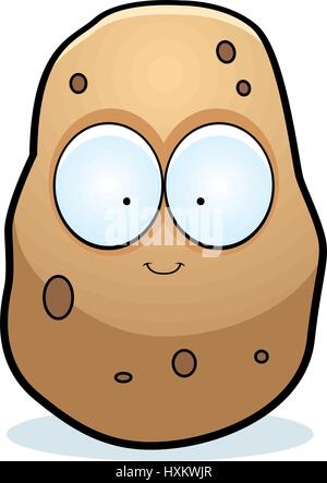 A cartoon illustration of a potato smiling. Stock Vector