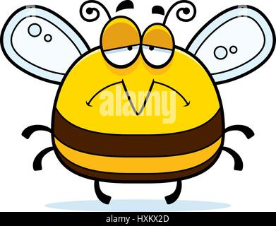 A cartoon illustration of a bee looking sad. Stock Vector