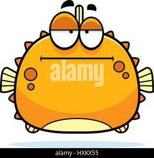 A cartoon illustration of a blowfish looking bored. Stock Vector