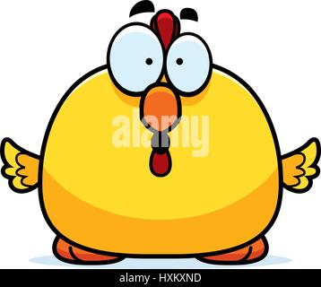 A cartoon illustration of a chicken looking surprised. Stock Vector