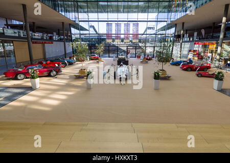 STUTTGART, GERMANY - MARCH 02, 2017: Exhibition pavilion with various retro cars. Europe's greatest classic car exhibition 'RETRO CLASSICS' Stock Photo