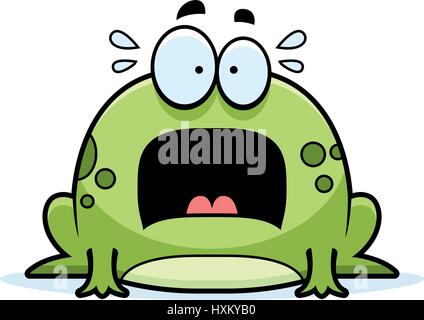 A cartoon illustration of a frog looking scared. Stock Vector