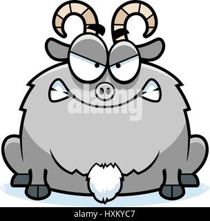 A cartoon illustration of a little goat looking mad. Stock Vector