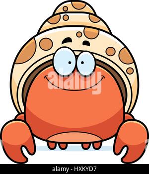 A cartoon illustration of a hermit crab smiling. Stock Vector