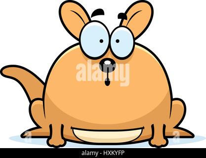 A cartoon illustration of a little kangaroo looking surprised. Stock Vector