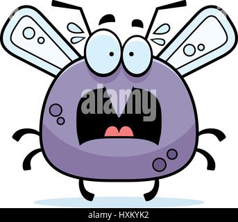 A cartoon illustration of a mosquito looking scared. Stock Vector