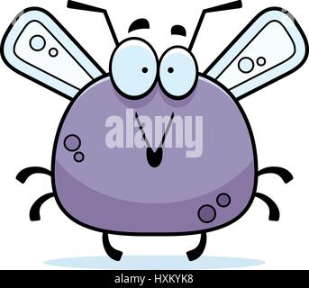 A cartoon illustration of a mosquito looking surprised. Stock Vector