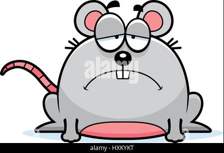 A cartoon illustration of a mouse looking depressed. Stock Vector