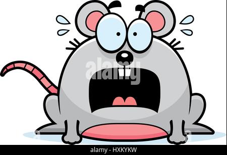A cartoon illustration of a mouse looking terrified. Stock Vector