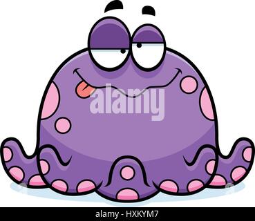 A cartoon illustration of a octopus looking drunk Stock Vector Image ...
