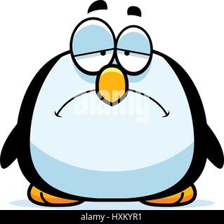 A cartoon illustration of a penguin looking sad. Stock Vector