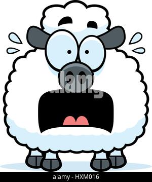 A cartoon illustration of a lamb looking scared. Stock Vector