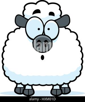 A cartoon illustration of a lamb looking surprised. Stock Vector