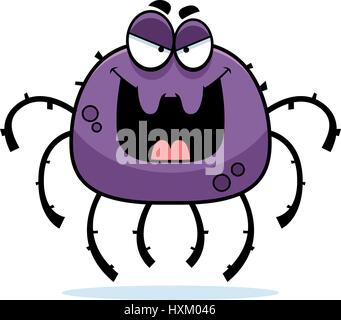 A cartoon illustration of an evil looking spider. Stock Vector