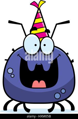 A cartoon illustration of a tick with a party hat looking happy. Stock Vector