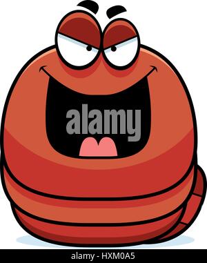 A cartoon illustration of an evil looking worm. Stock Vector