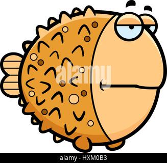 A cartoon illustration of a pufferfish looking bored. Stock Vector
