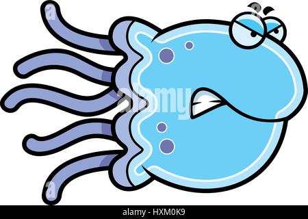 A cartoon illustration of a jellyfish with an angry expression. Stock Vector
