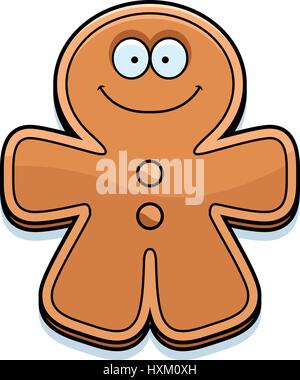 A cartoon illustration of a gingerbread man looking happy. Stock Vector