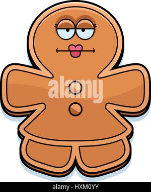 A cartoon illustration of a gingerbread woman looking bored. Stock Vector