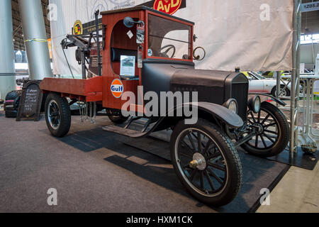 STUTTGART, GERMANY - MARCH 02, 2017: Automobile tow truck based on the Ford Model TT, 1924. Europe's greatest classic car exhibition 'RETRO CLASSICS' Stock Photo