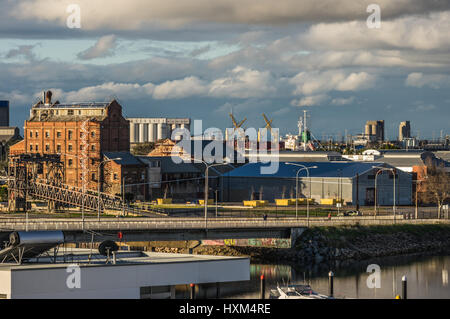 Port Adelaide is Adelaide's main Port and wharf area and is full of historic buildings and industrial services for the city Stock Photo