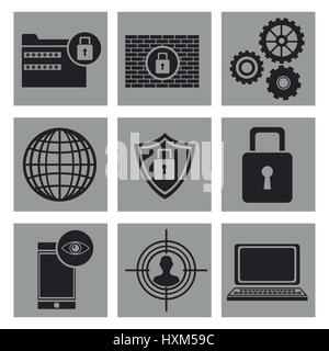 set security system data icons Stock Vector