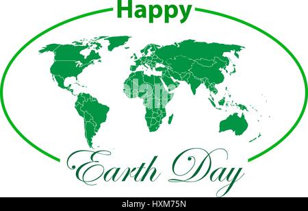 Earth day holiday poster with shadow on white background Stock Vector