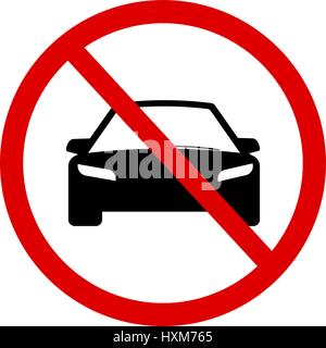Circle Prohibited Sign For No Car or No Parking Sign Stock Vector