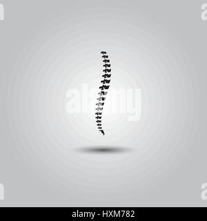 Vector human spine isolated silhouette illustration. Spine pain medical center, clinic, institute, rehabilitation, diagnostic, surgery logo element. Stock Vector
