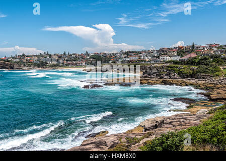 Landscape of the Bondi beach to Coogee beach coastal walk in Sydney, Australia Stock Photo