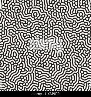 Organic Irregular Rounded Lines. Vector Seamless Black and White Pattern. Stock Vector