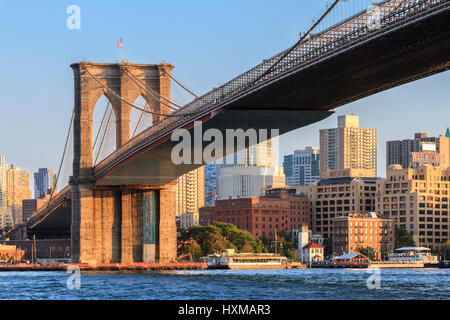 Brooklyn Bridge, East River, New York City, New York, USA Stock Photo