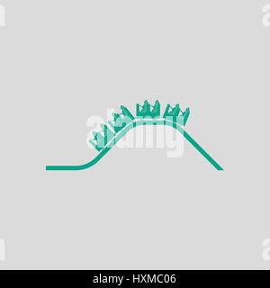 Small roller coaster icon. Gray background with green. Vector illustration. Stock Vector