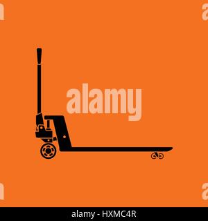 Hydraulic trolley jack icon. Orange background with black. Vector illustration. Stock Vector