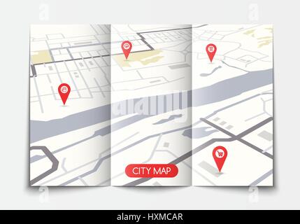 Open paper city map Stock Vector