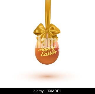 Happy easter card with eggs and bow. Vector illustration. Stock Vector