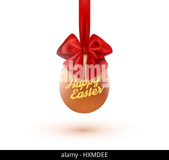 Happy easter card with eggs and bow. Vector illustration. Stock Vector