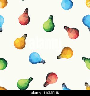 low poly light bulb. Seamless pattern Stock Vector