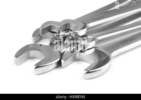 A set of spanners over white background Stock Photo