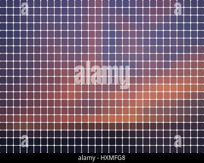 Purple sunrise sky vector abstract mosaic background with rounded corners square tiles over white Stock Vector