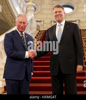 The Prince of Wales meets President of Romania Klaus Iohannis at the Cotriceni Palace in Bucharest, Romania. Stock Photo