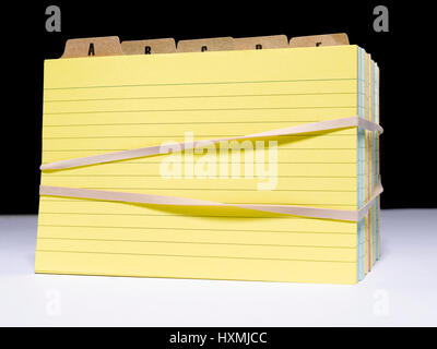 Index Card with rubber bands Stock Photo