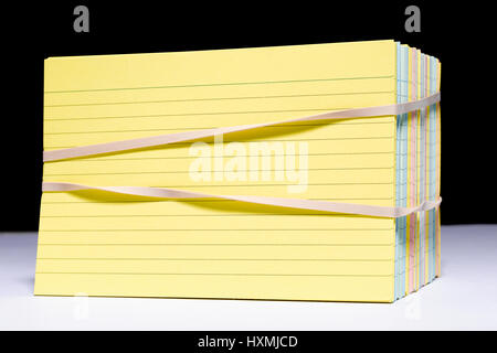 Index Card with rubber bands Stock Photo
