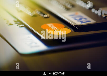 Plastic card VISA, Mastercard Stock Photo