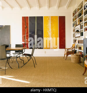 Striped artwork in a dining room. Stock Photo