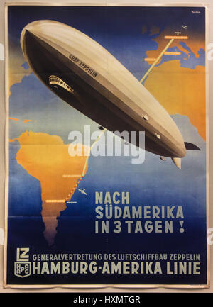 Ottomar Anton (1895-1976), HAPAG advertising poster for the Hamburg-America airship line, Berlin, ca. 1932. Werbeplakat der HAPAG für die Luftschifffa